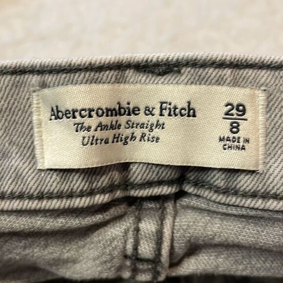 Abercrombie & Fitch- The Ankle Straight Ultra High Rise Jeans Light Grey Wash 29 - Picture 5 of 8